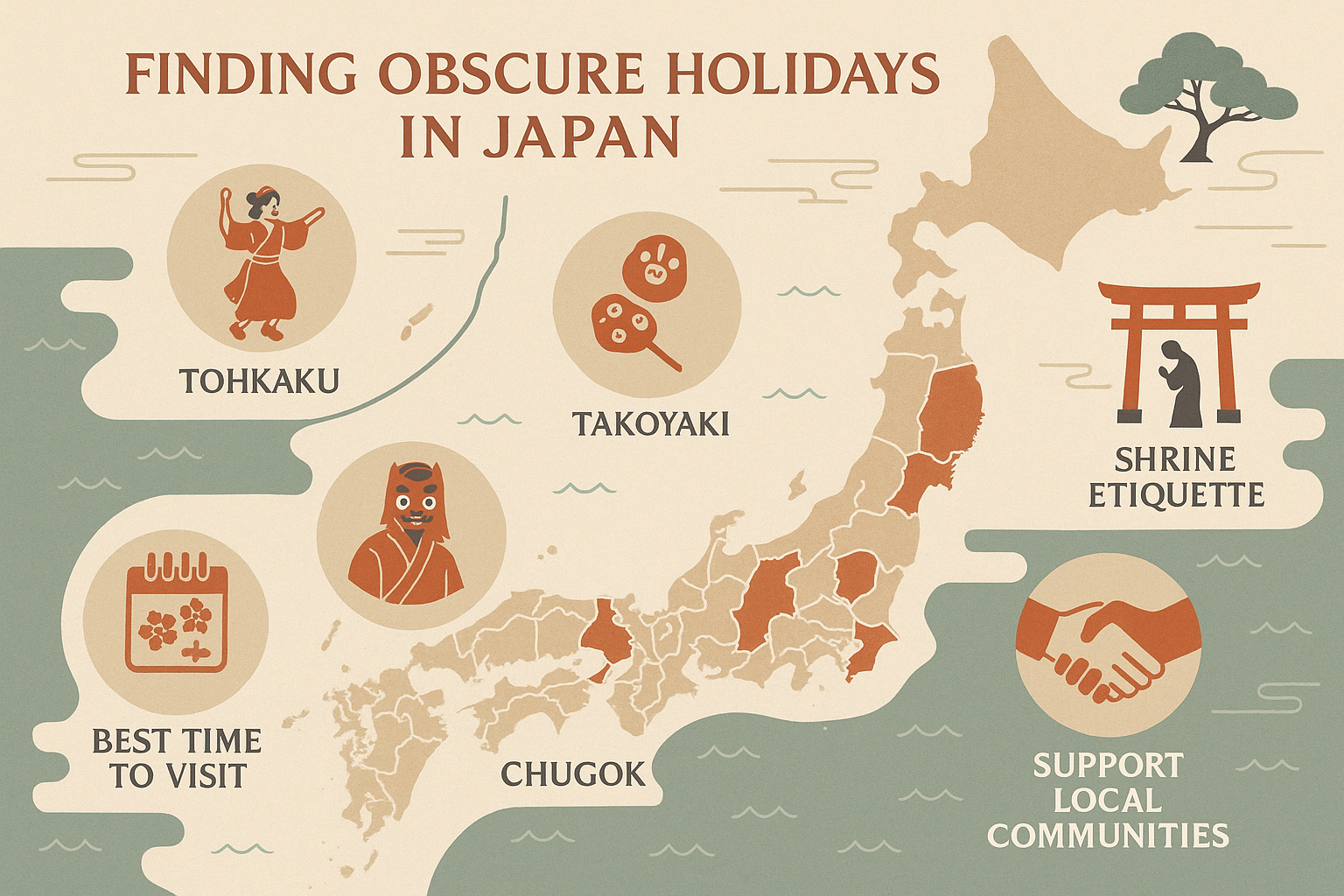 A landscape image (1536x1024) designed as an infographic or a stylized map, visually guiding travelers on where to find and how to respectfu