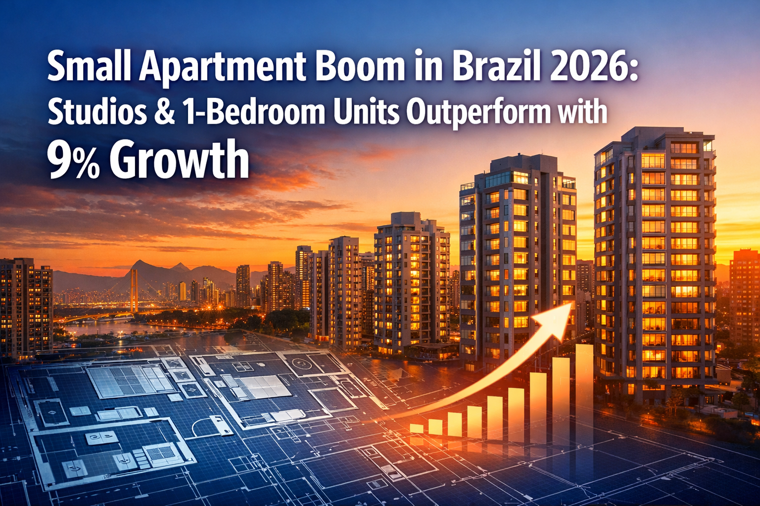 Professional () hero image featuring 'Small Apartment Boom in Brazil 2026: Studios & 1-Bedroom Units Outperform with 9%
