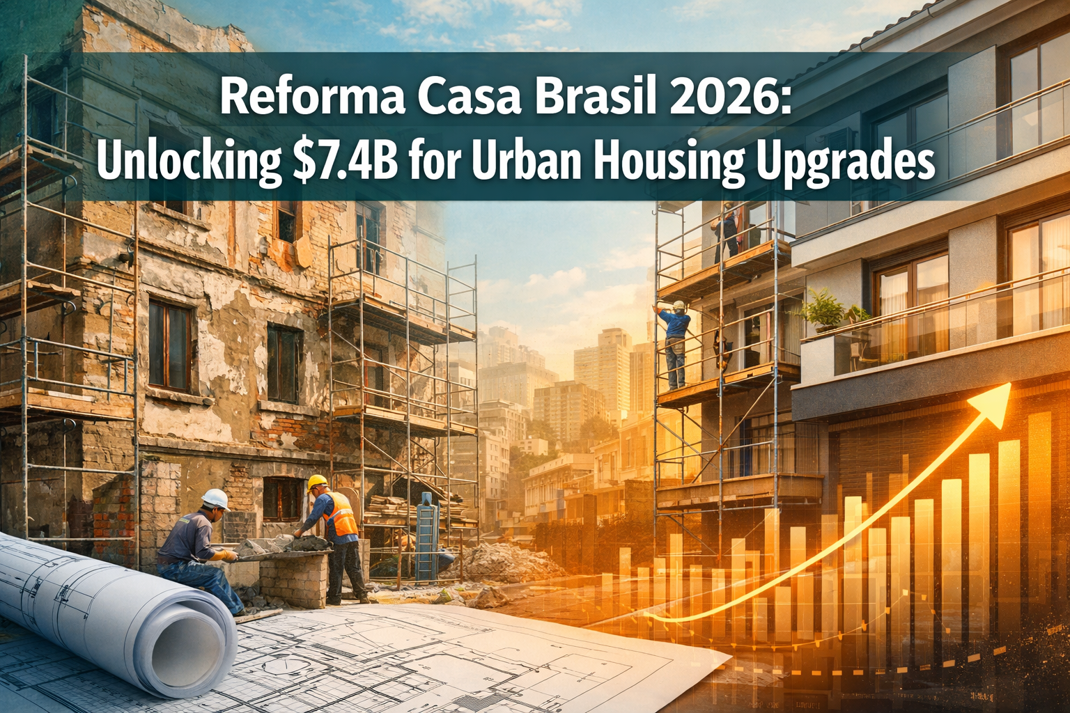 Professional () editorial hero image featuring 'Reforma Casa Brasil 2026: Unlocking $7.4B for Urban Housing Upgrades' in