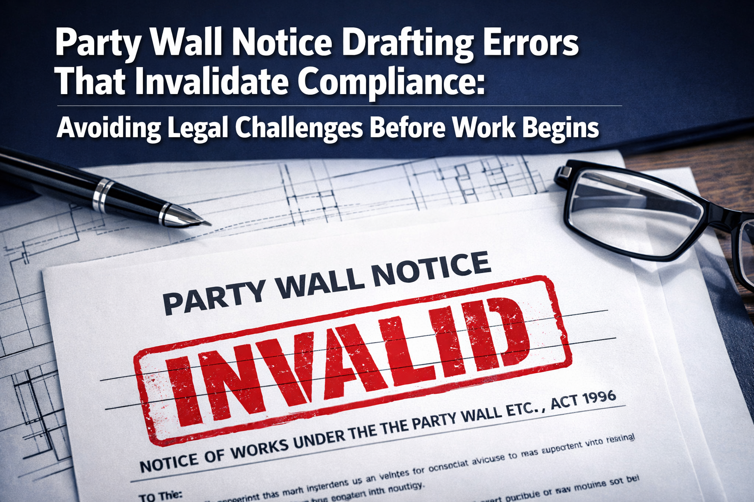 Professional () hero image with 'Party Wall Notice Drafting Errors That Invalidate Compliance: Avoiding Legal Challenges