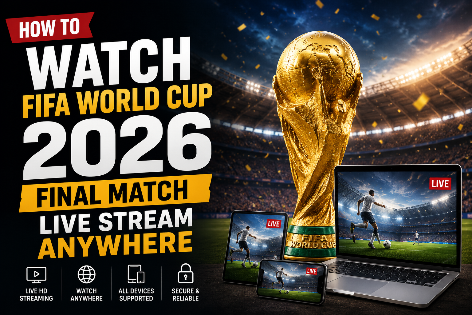 "How to Watch FIFA World Cup 2026 Final Match Live Stream Anywhere". Modern design, , , aesthetic. Background imagery
