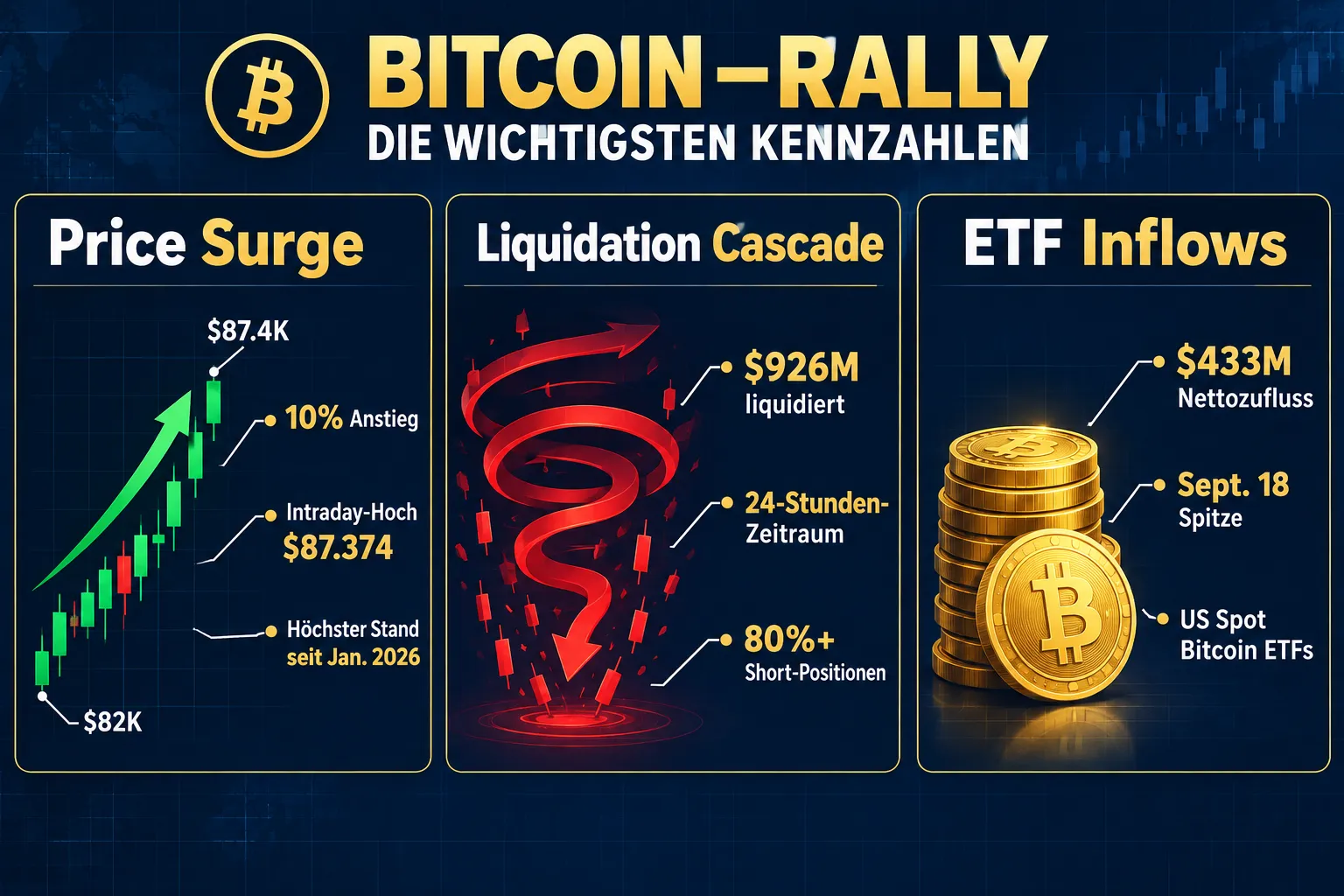 Was in der Nacht geschah: Bitcoin Rally treibt Kurs auf Mehrmonatshoch