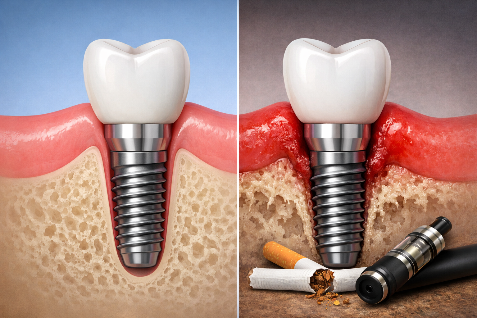 Impact of Smoking and Vaping on Dental Implant 