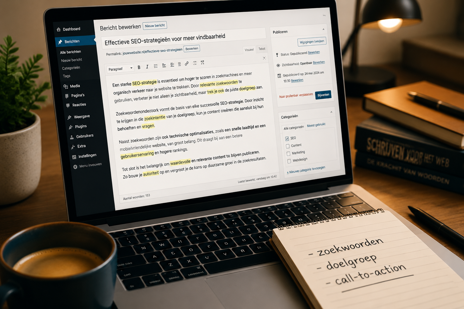 Werkplek van een professionele SEO-copywriter