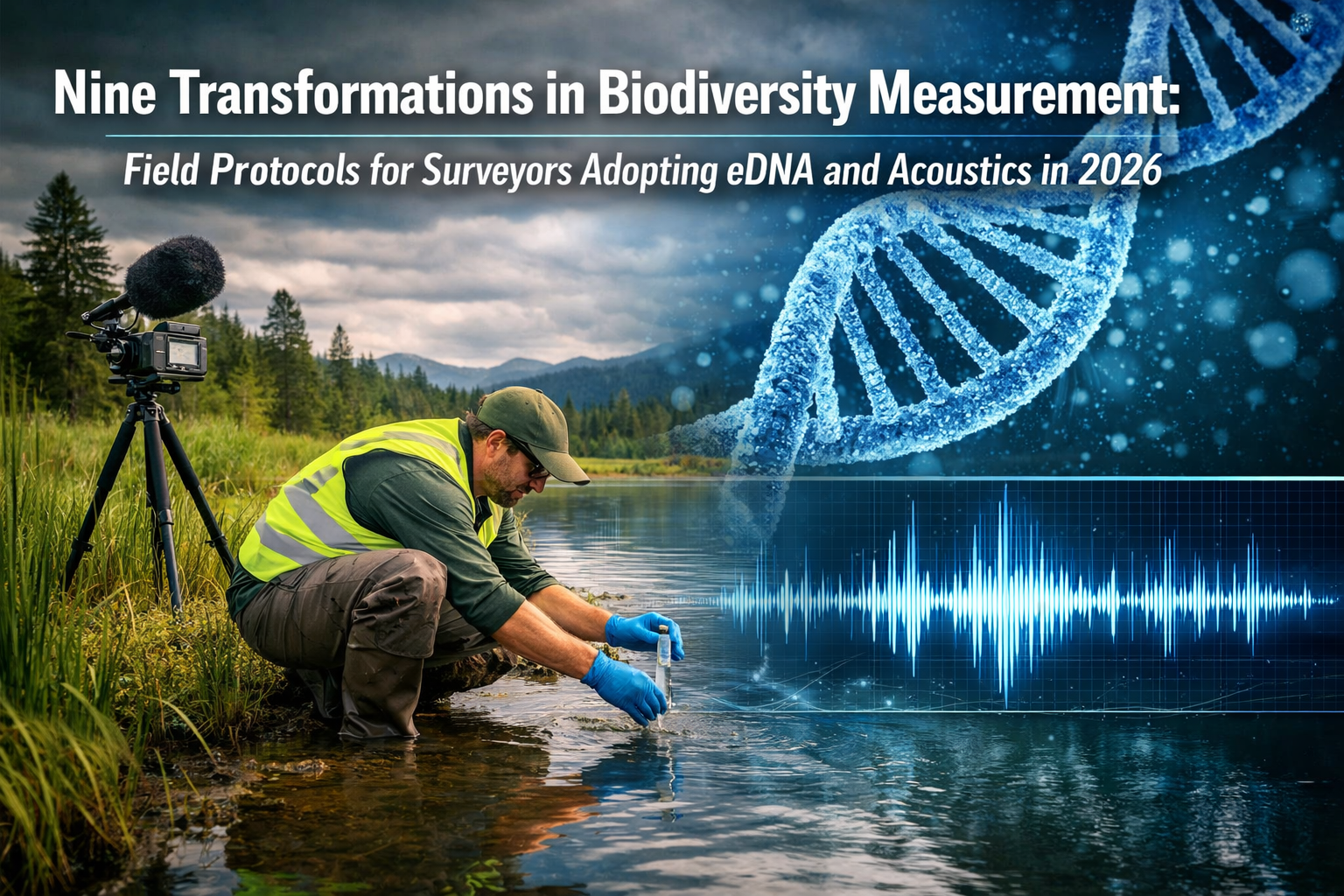Professional () hero image featuring 'Nine Transformations in Biodiversity Measurement: Field Protocols for Surveyors