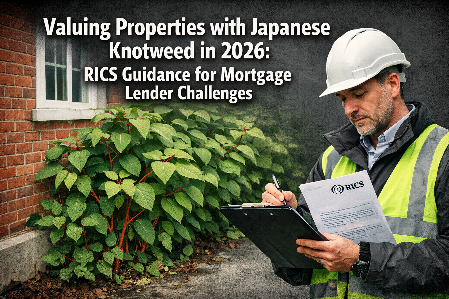 Professional () hero image with 'Valuing Properties with Japanese Knotweed in 2026: RICS Guidance for Mortgage Lender