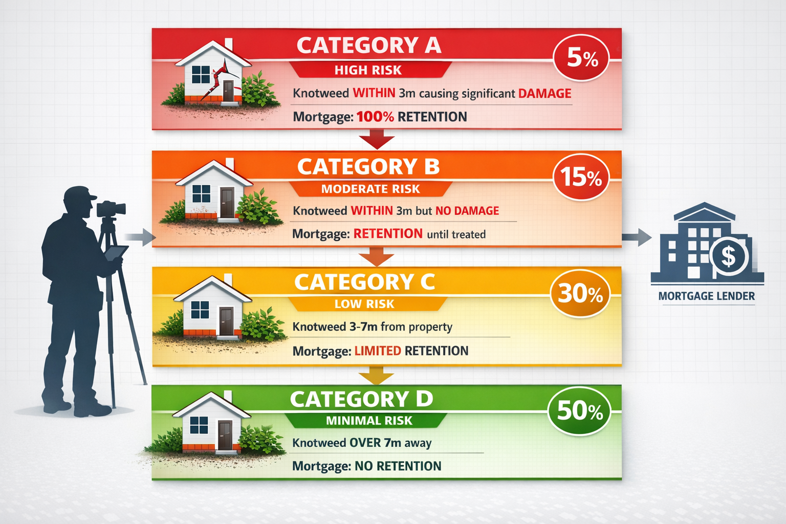 () detailed infographic showing RICS four management categories A, B, C, D arranged in descending risk levels with