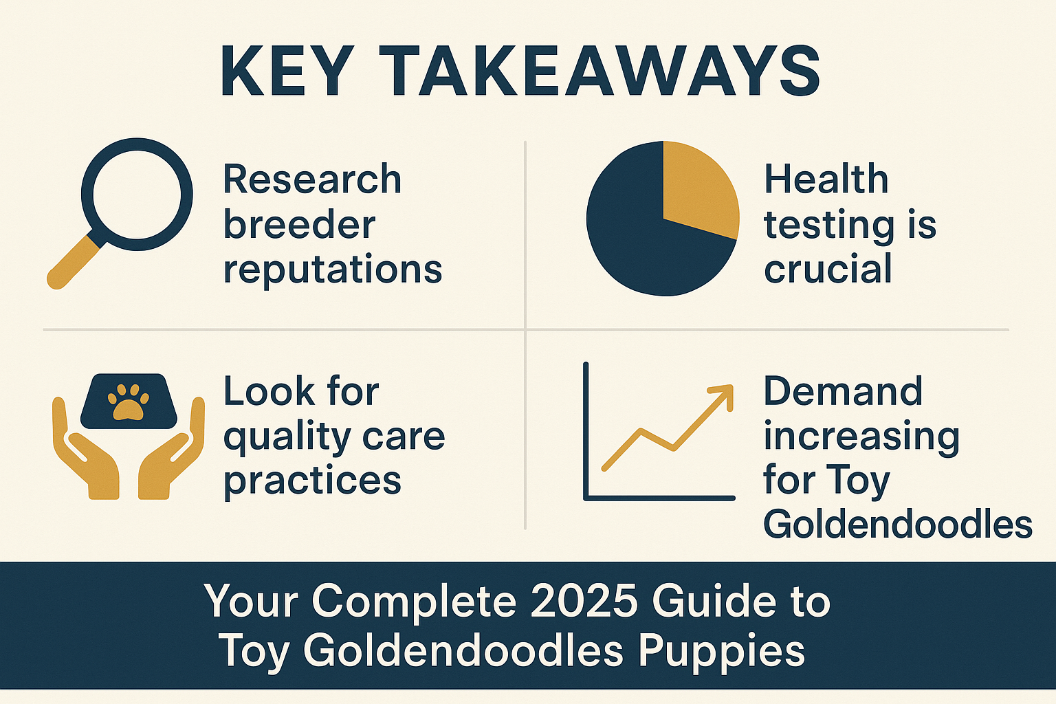 Professional landscape infographic (1536x1024) for article "Finding the Best Golden Doodle Breeders: Your Complete 2025 Guide to Toy Goldend