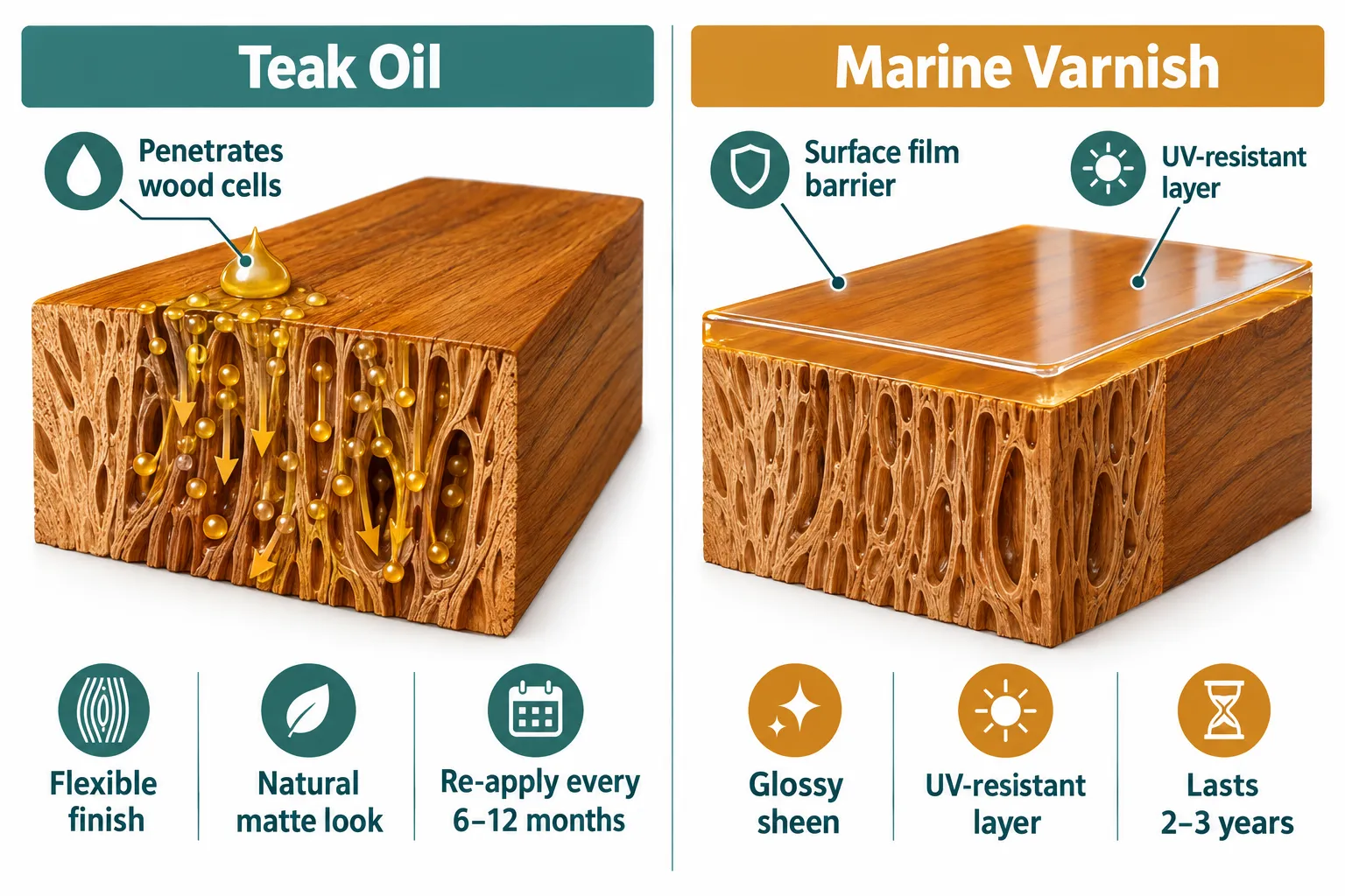 What Is the Difference Between Teak Oil and Marine Varnish for Outdoor Furniture