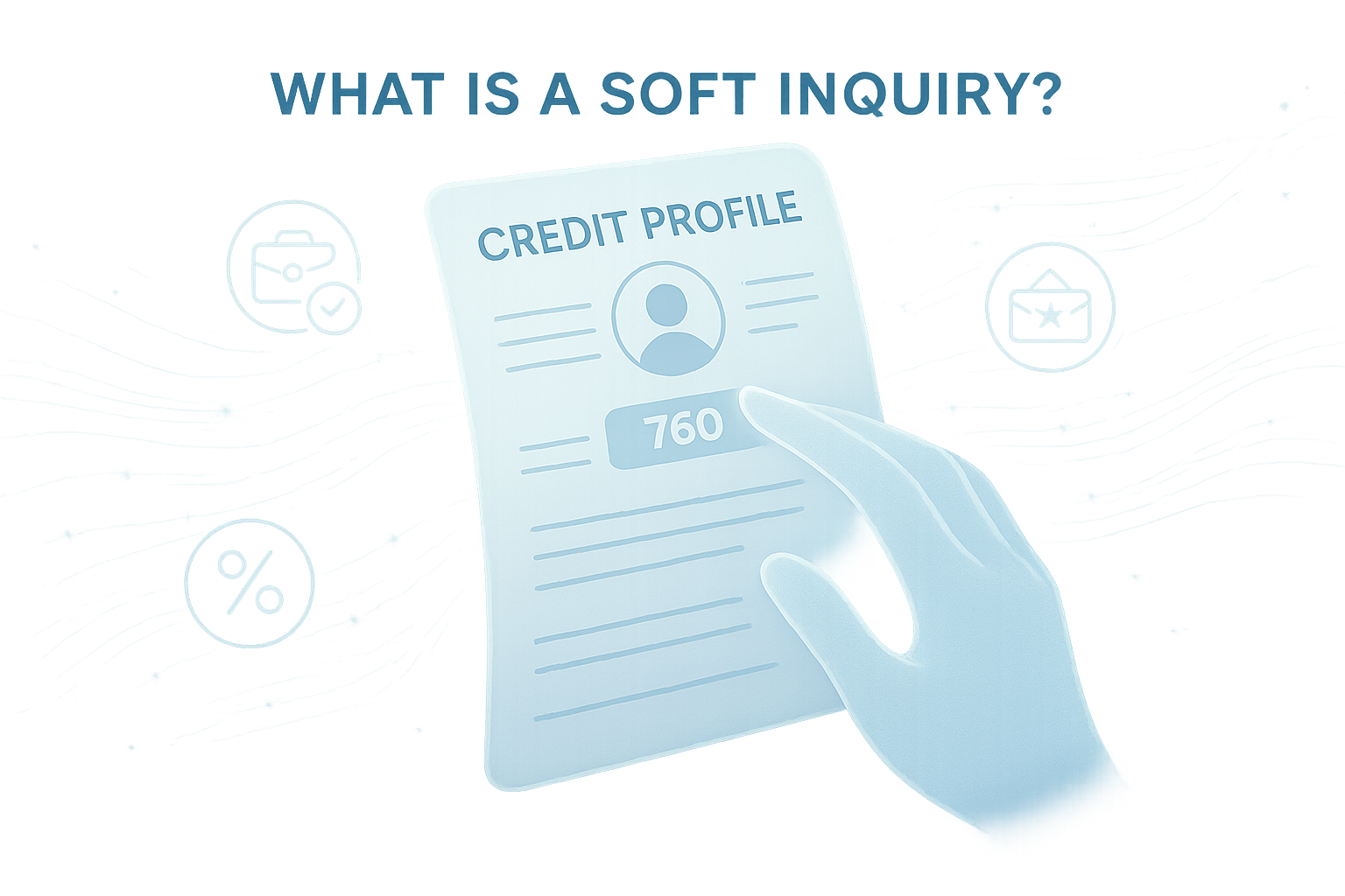 Conceptual visual metaphor for 'What Is a Soft Inquiry?' section showing a lightweight, transparent digital overlay gently touching a credit