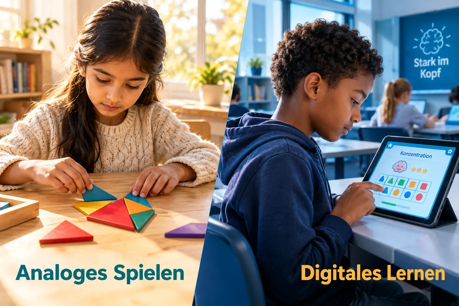 Analoge vs. digitale Gedächtnis und Konzentrationsspiele für Kinder