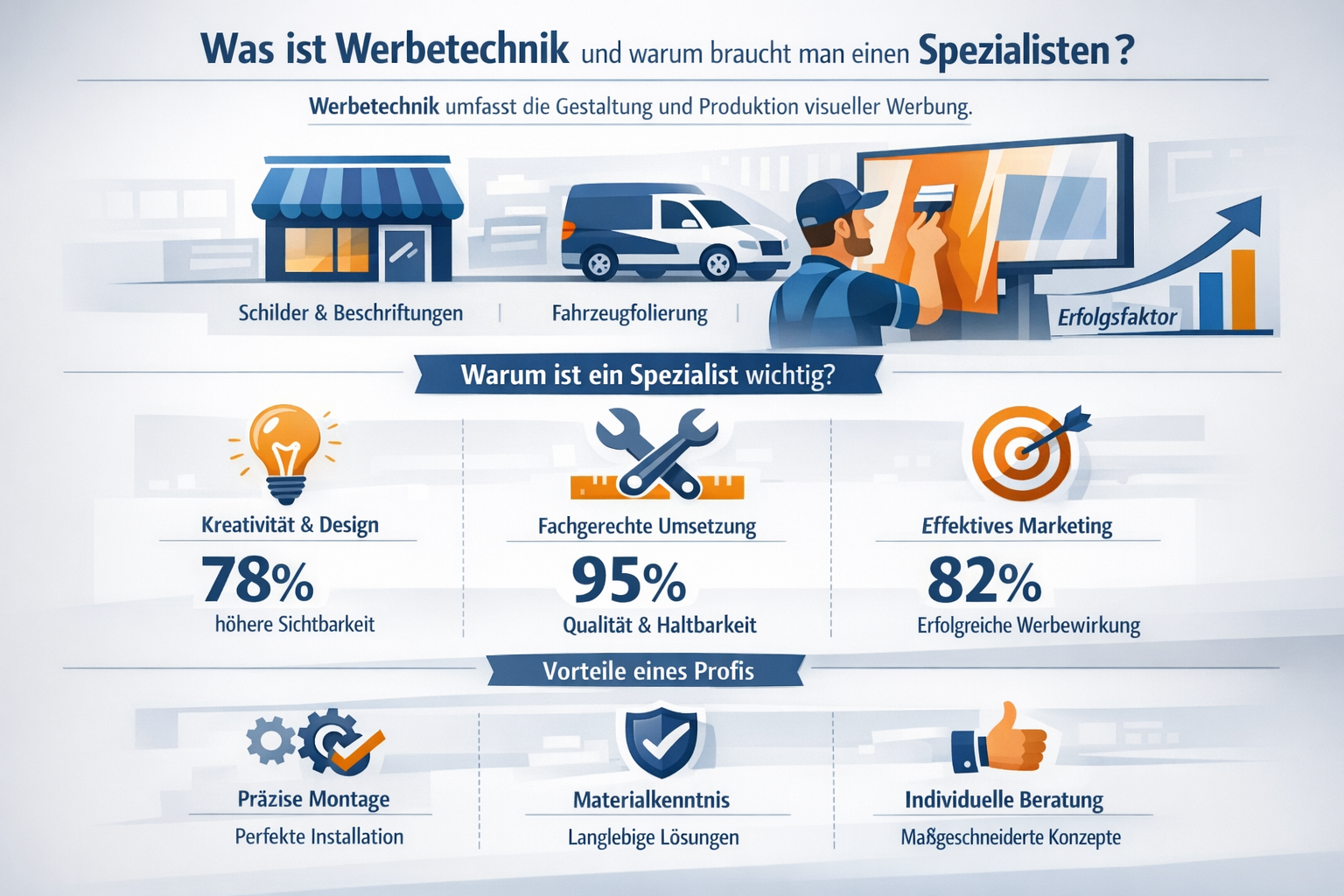 Professional infographic for article "Bester Werbetechniker Ennepe-Ruhr-Kreis: Der komplette Guide für professionelle Werbetechnik 2026", se