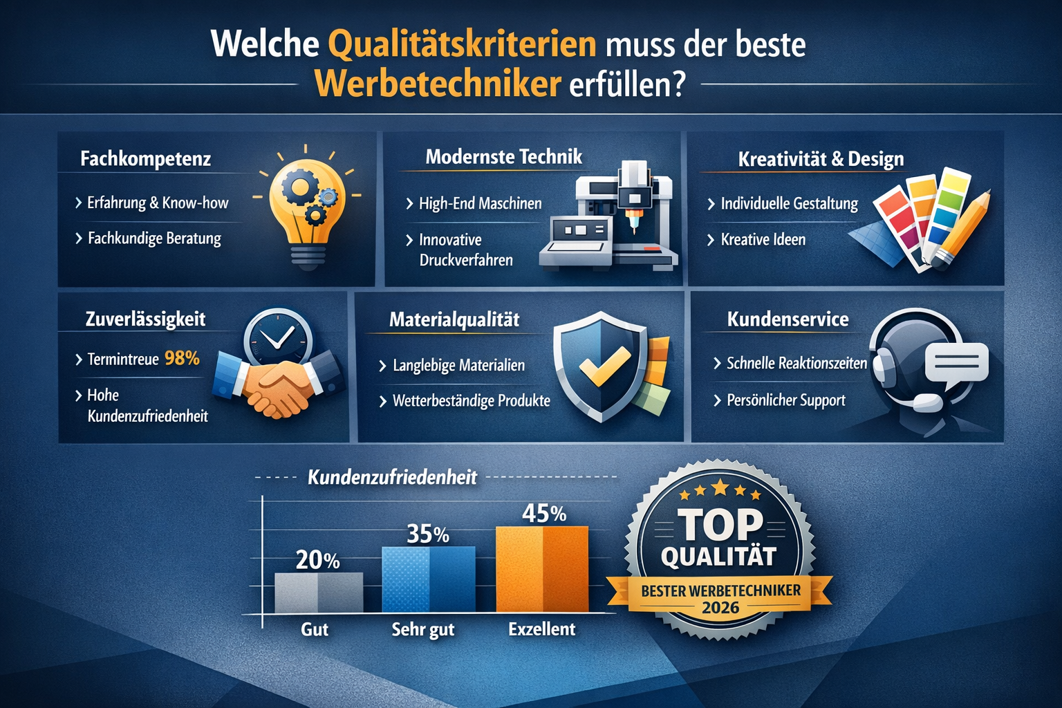 Professional infographic for article "Bester Werbetechniker Ennepe-Ruhr-Kreis: Der komplette Guide für professionelle Werbetechnik 2026", se