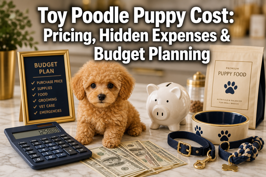 Professional () hero image featuring 'Toy Poodle Puppy Cost: Pricing, Hidden Expenses & Budget Planning' in extra large