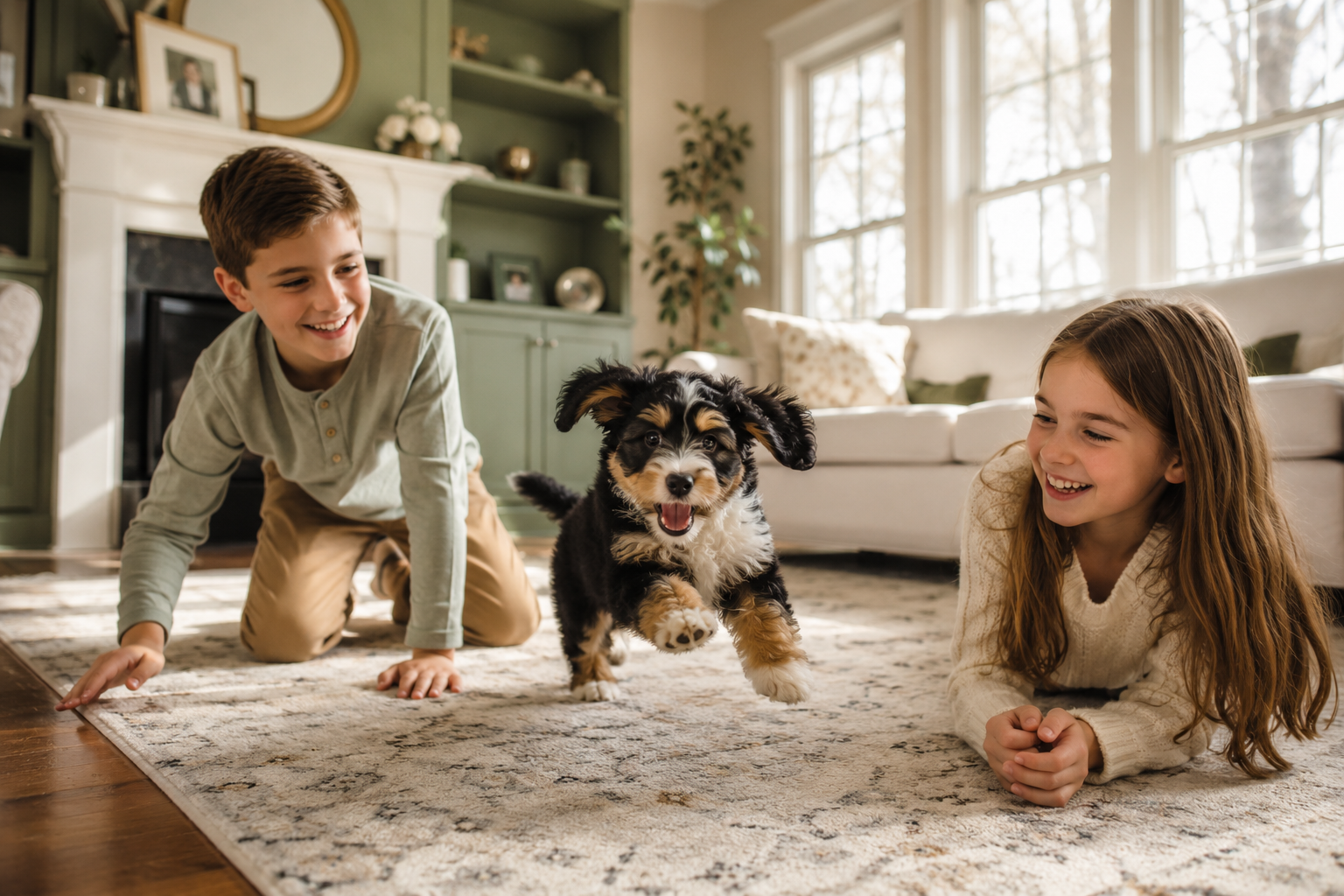 Are Mini Bernedoodles Good With Kids And Other Pets?