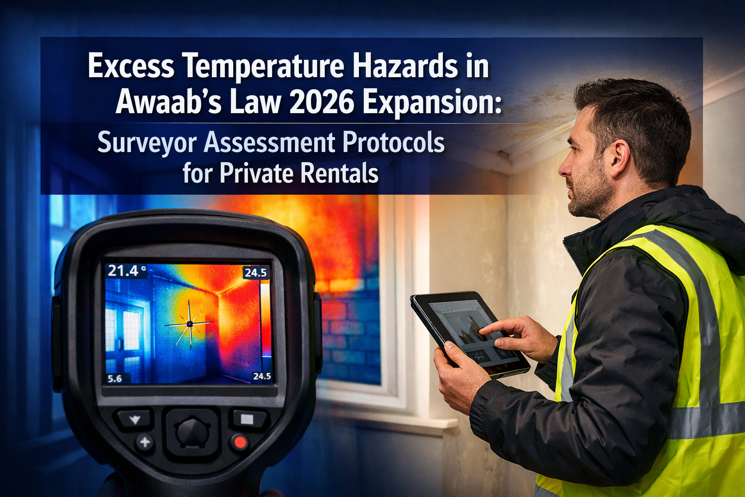 Professional () hero image featuring 'Excess Temperature Hazards in Awaab's Law 2026 Expansion: Surveyor Assessment