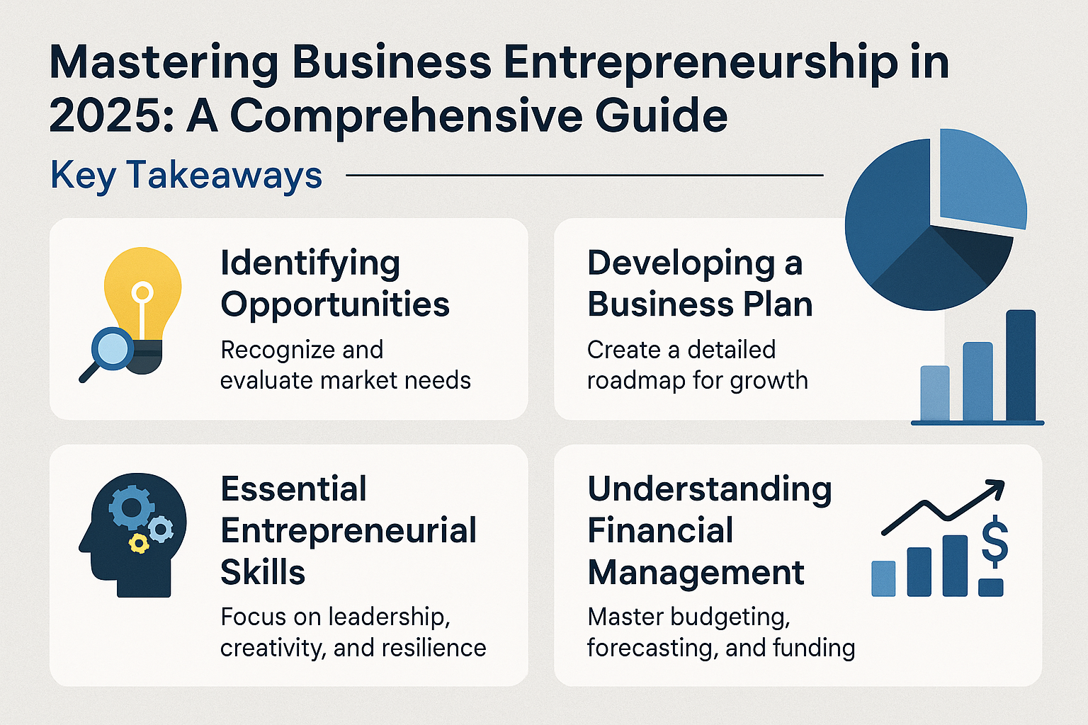 Professional landscape infographic (1536x1024) for article "Mastering Business Entrepreneurship in 2025: A Comprehensive Guide", section: "K