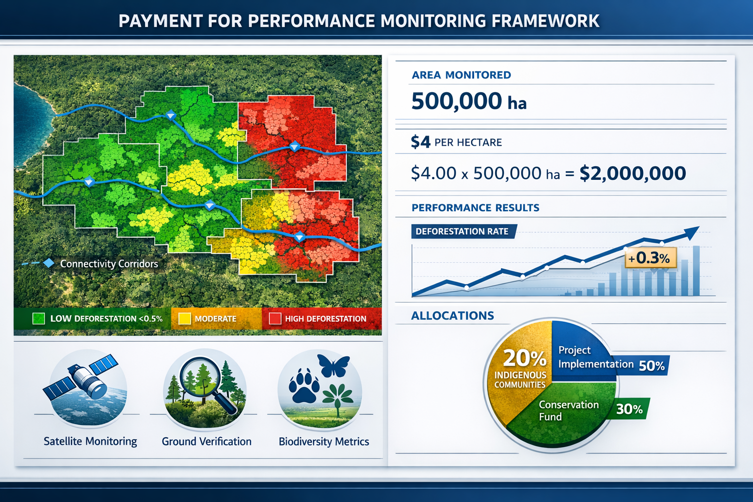 () detailed infographic visualization showing payment-for-performance monitoring framework, split-screen composition with
