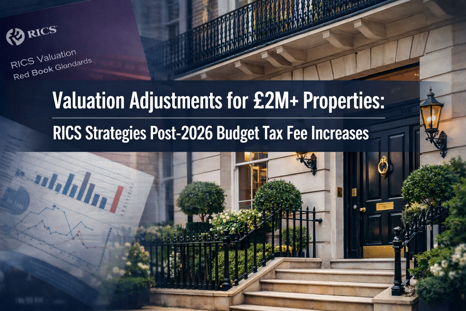 Professional () hero image featuring 'Valuation Adjustments for £2M+ Properties: RICS Strategies Post-2026 Budget Tax Fee