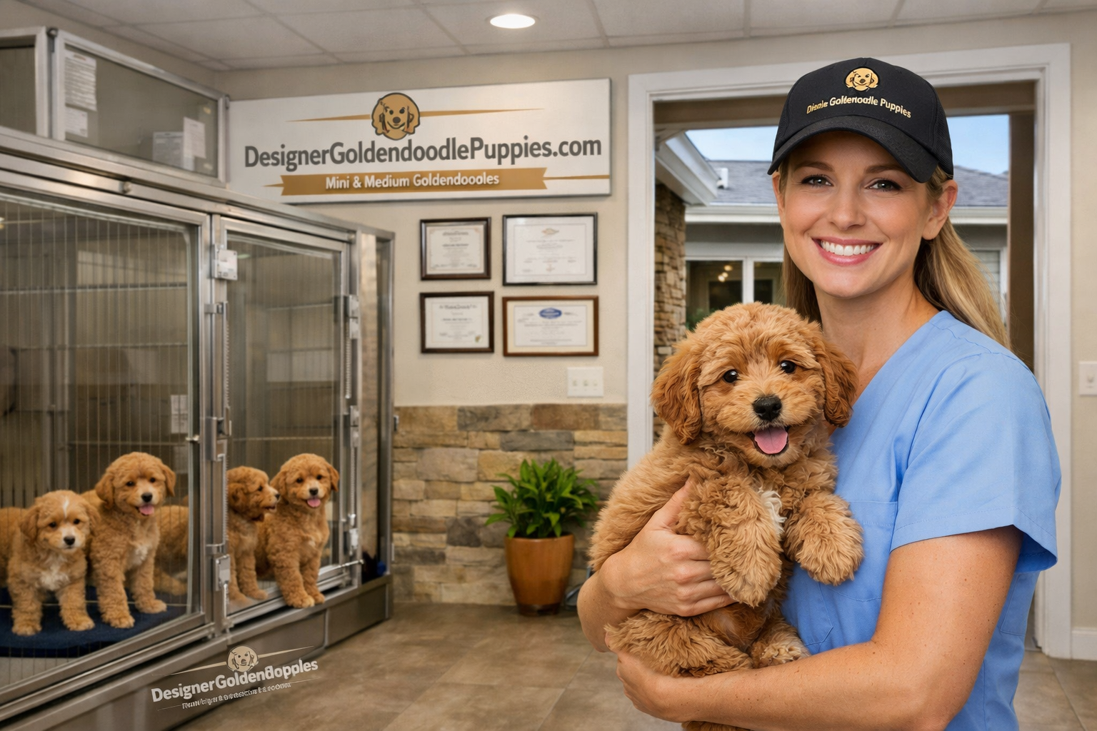 use keyphrases / topics as alt text do not use big paragraphs. Put logo of designergoldendoodlepuppies.com in images as possible where possi