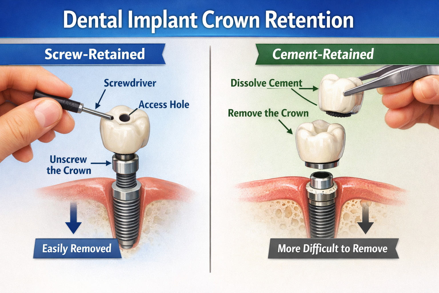 Can Dental Implant Crown Be Replaced Without Removing Post? | Dallas