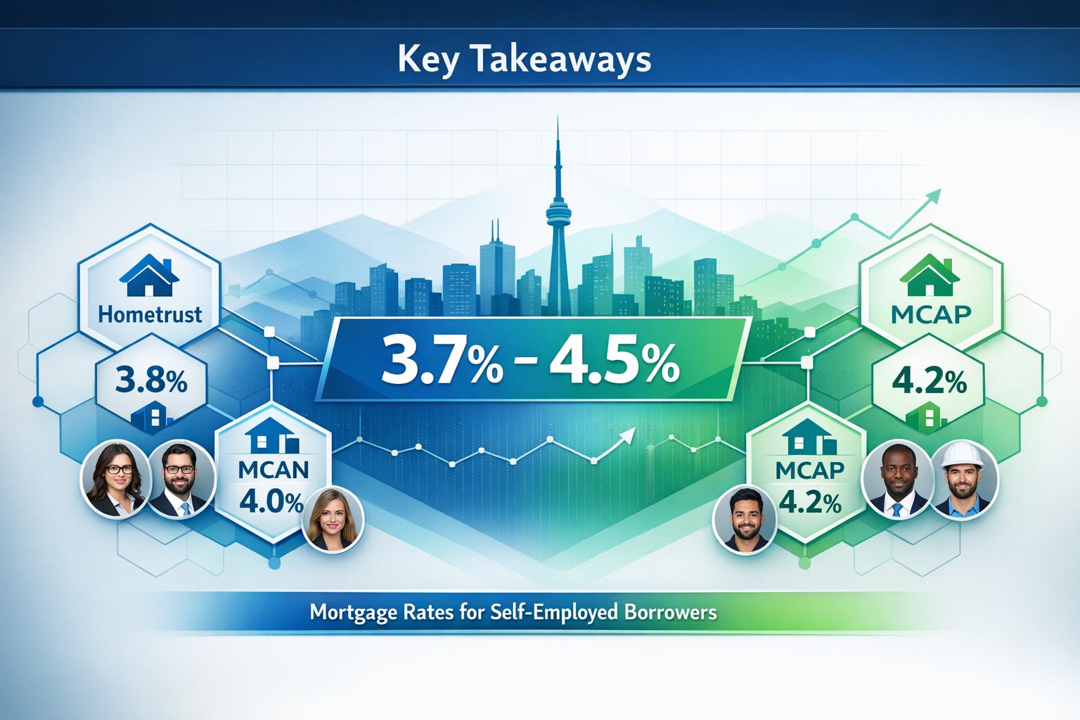 Infographic-style visual for Key Takeaways section, featuring a clean financial design with geometric overlays showing