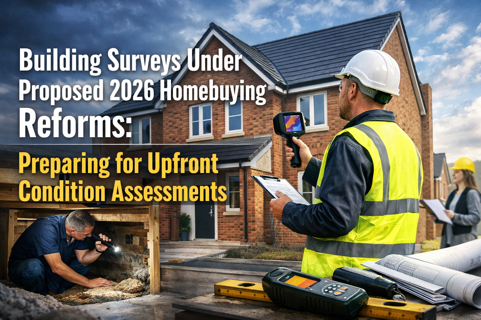 Professional landscape hero image () with : "Building Surveys Under Proposed 2026 Homebuying Reforms: Preparing for Upfront