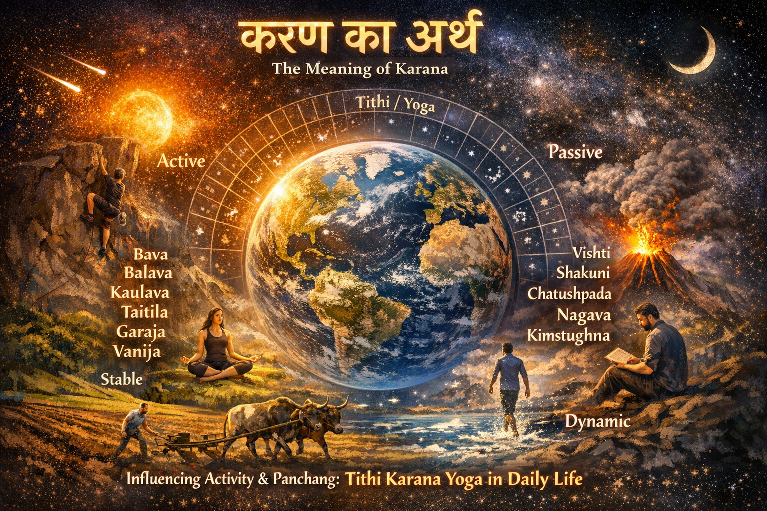 Do not write in Hindi on the images. Always write in English only. An artistic depiction of the Earth rotating, with a subtle calendar overl
