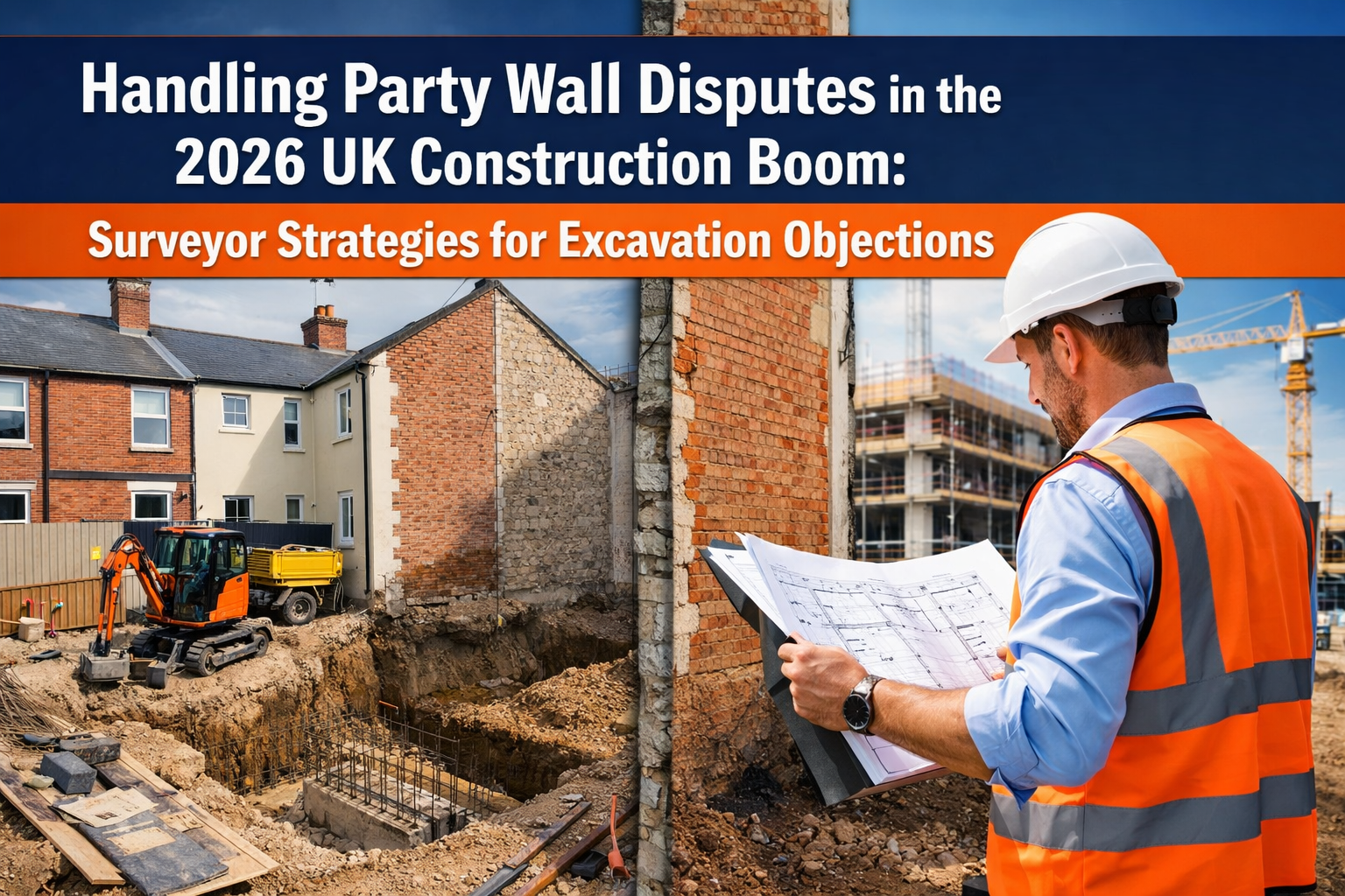 Professional () hero image with 'Handling Party Wall Disputes in the 2026 UK Construction Boom: Surveyor Strategies for