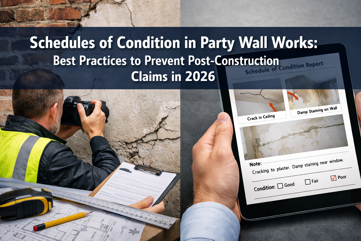Professional () hero image featuring 'Schedules of Condition in Party Wall Works: Best Practices to Prevent