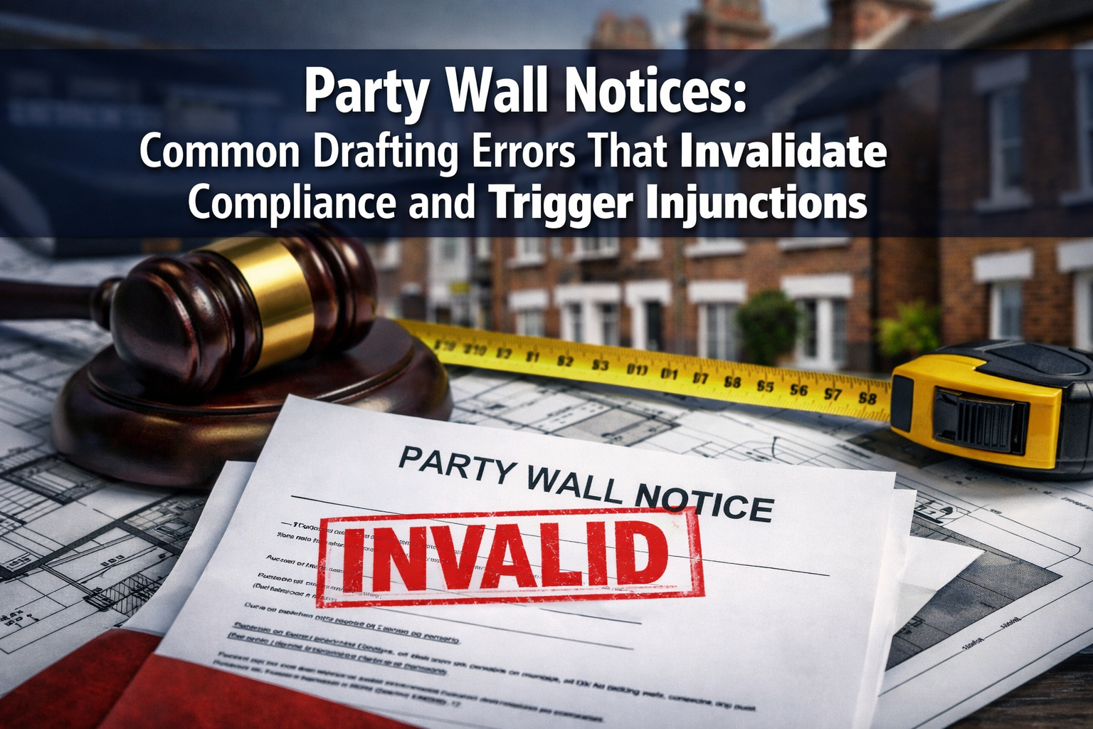 Professional () hero image featuring 'Party Wall Notices: Common Drafting Errors That Invalidate Compliance and Trigger