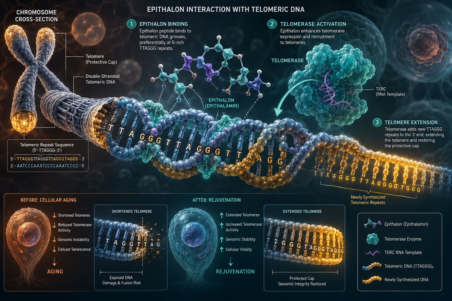 How Epithalon Interacts With Telomeric DNA