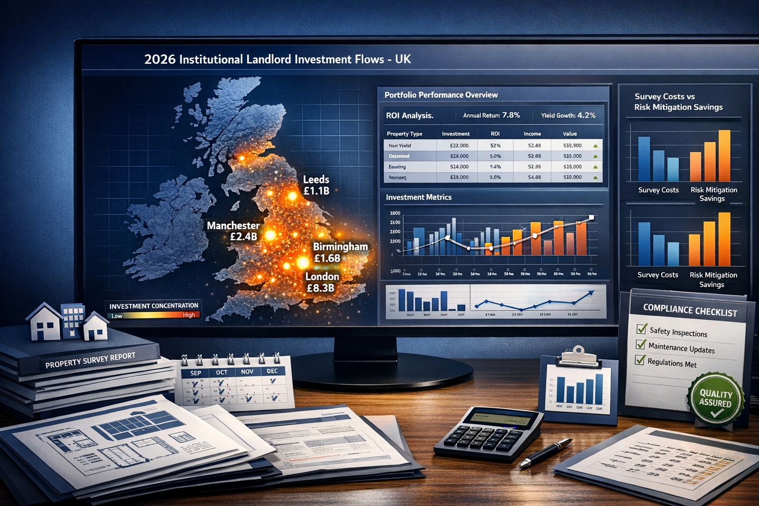 () sophisticated data visualization showing 2026 institutional landlord investment flows across geographic markets. Large