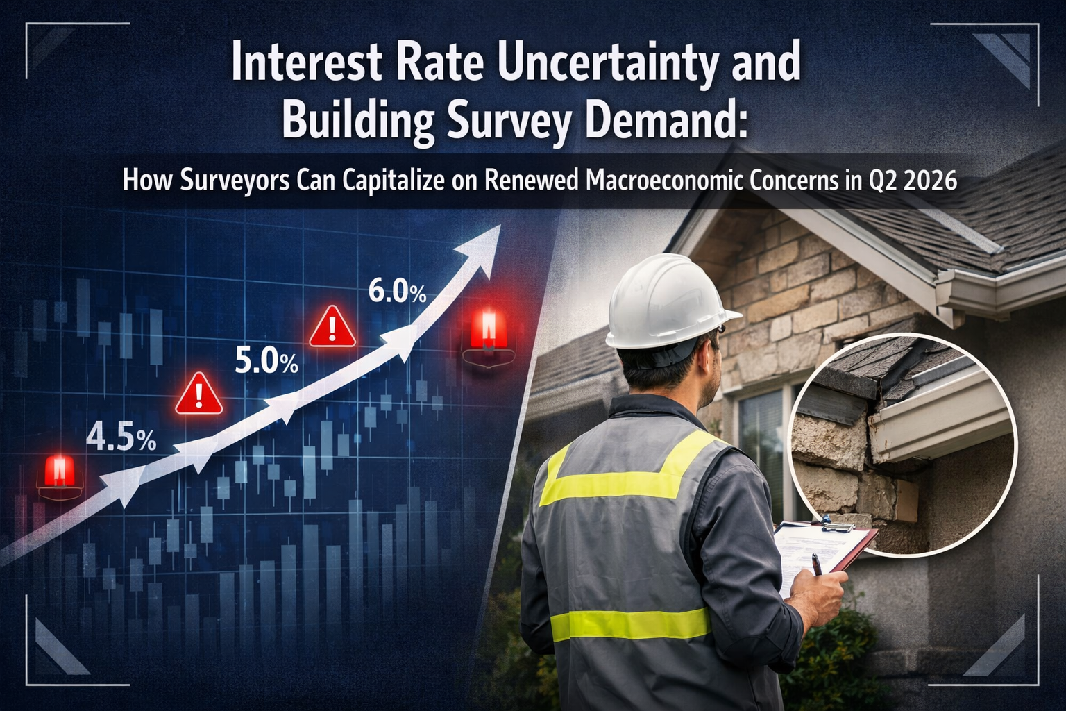 Professional () hero image featuring 'Interest Rate Uncertainty and Building Survey Demand: How Surveyors Can Capitalize on