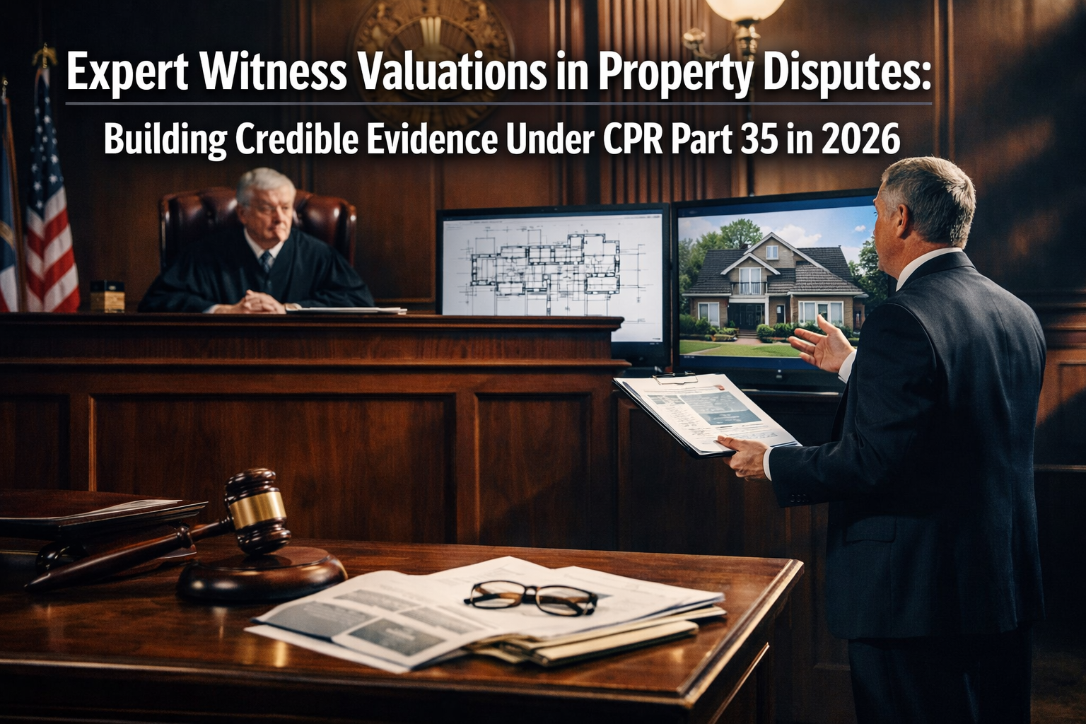 Professional () hero image featuring 'Expert Witness Valuations in Property Disputes: Building Credible Evidence Under CPR