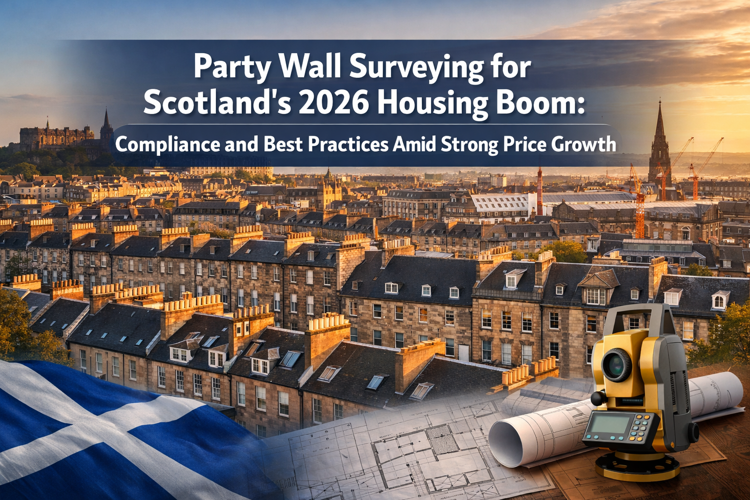 Professional () hero image with 'Party Wall Surveying for Scotland's 2026 Housing Boom: Compliance and Best Practices Amid