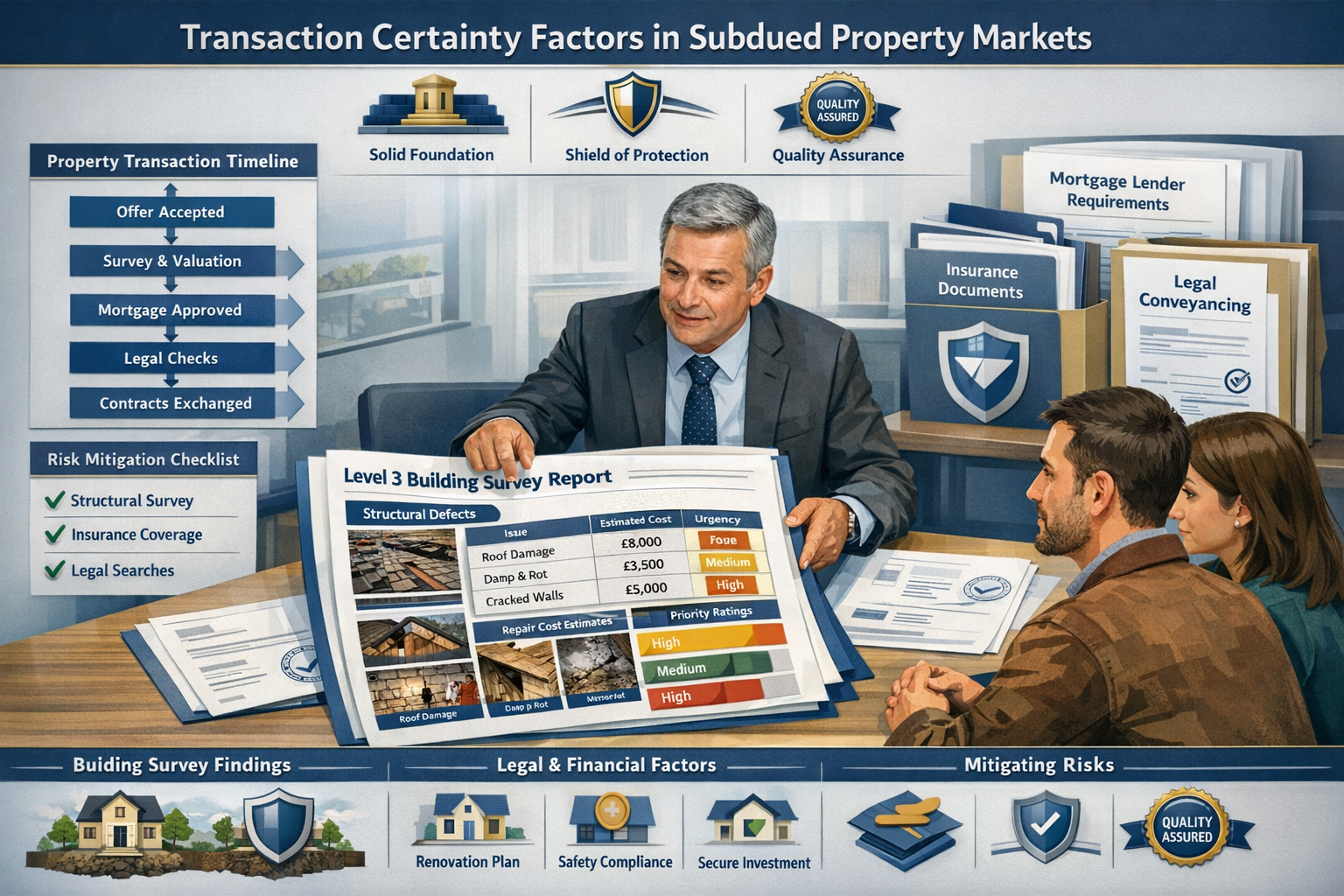 () detailed comparison table visualization showing transaction certainty factors in subdued property markets. Central focus