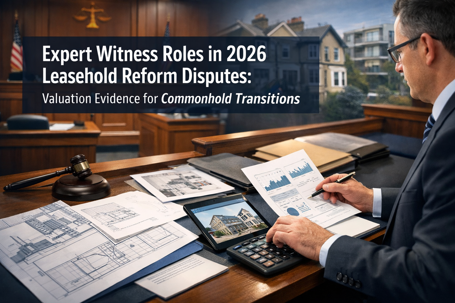 Professional () hero image featuring 'Expert Witness Roles in 2026 Leasehold Reform Disputes: Valuation Evidence for
