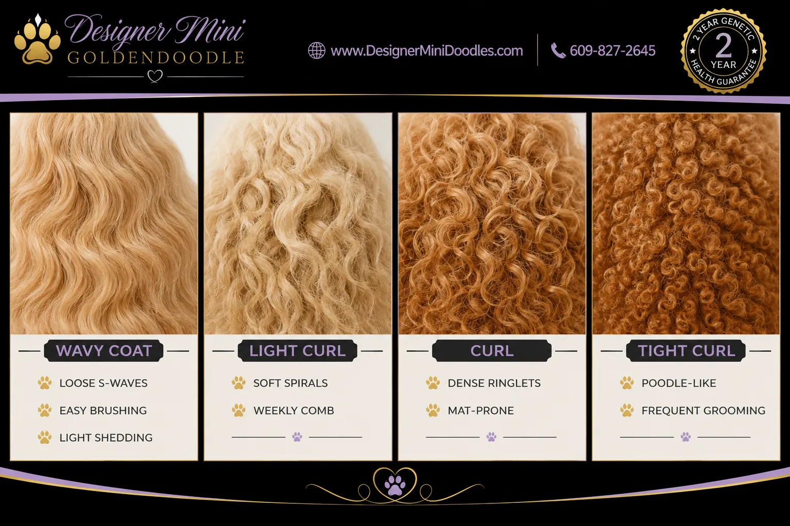 What coat types do mini goldendoodles have, and how much do they shed?