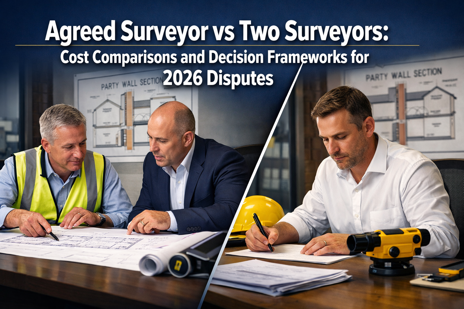 Professional () hero image with 'Agreed Surveyor vs Two Surveyors: Cost Comparisons and Decision Frameworks for 2026