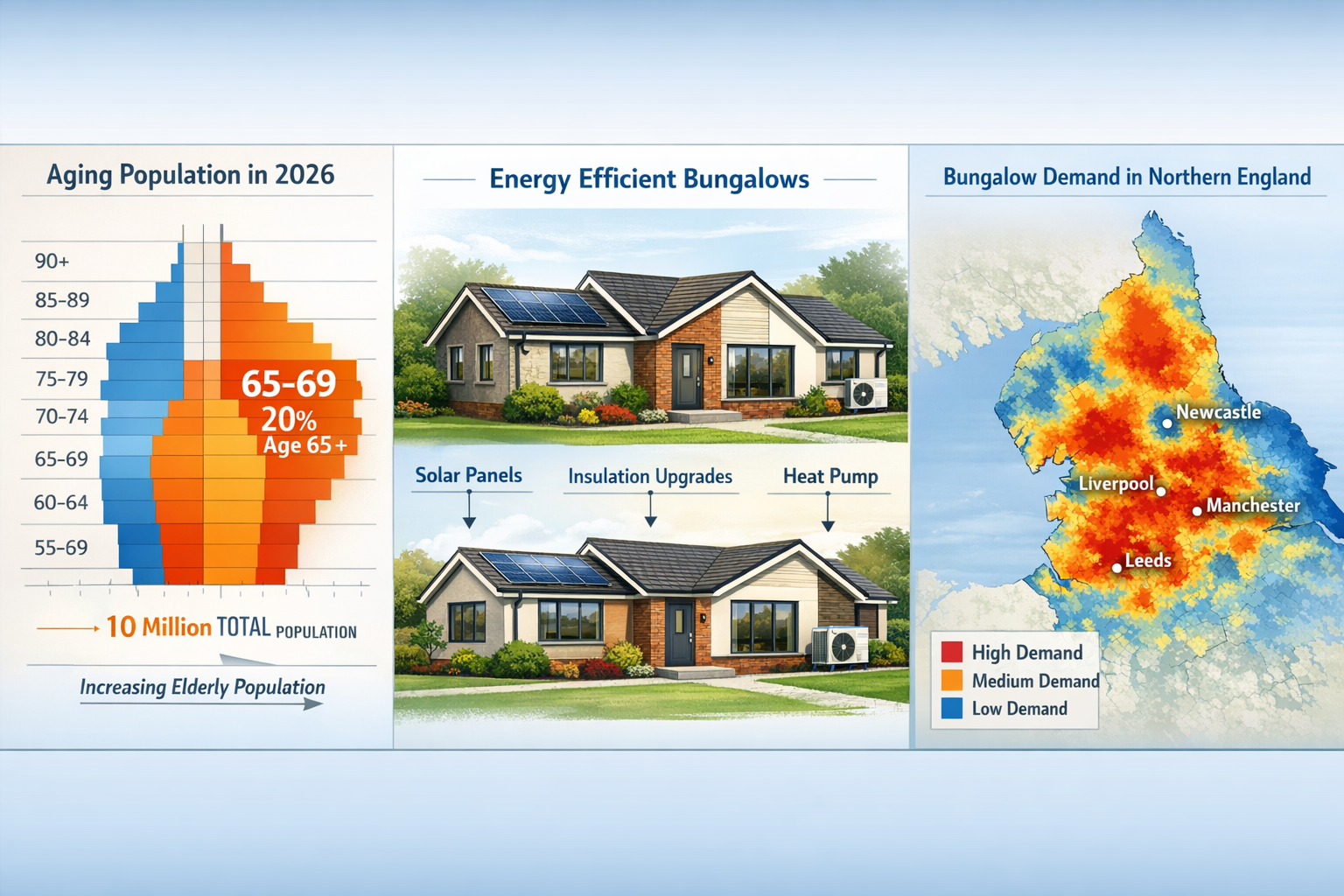 Detailed () infographic-style image displaying demographic shift visualization with split-screen composition: left panel
