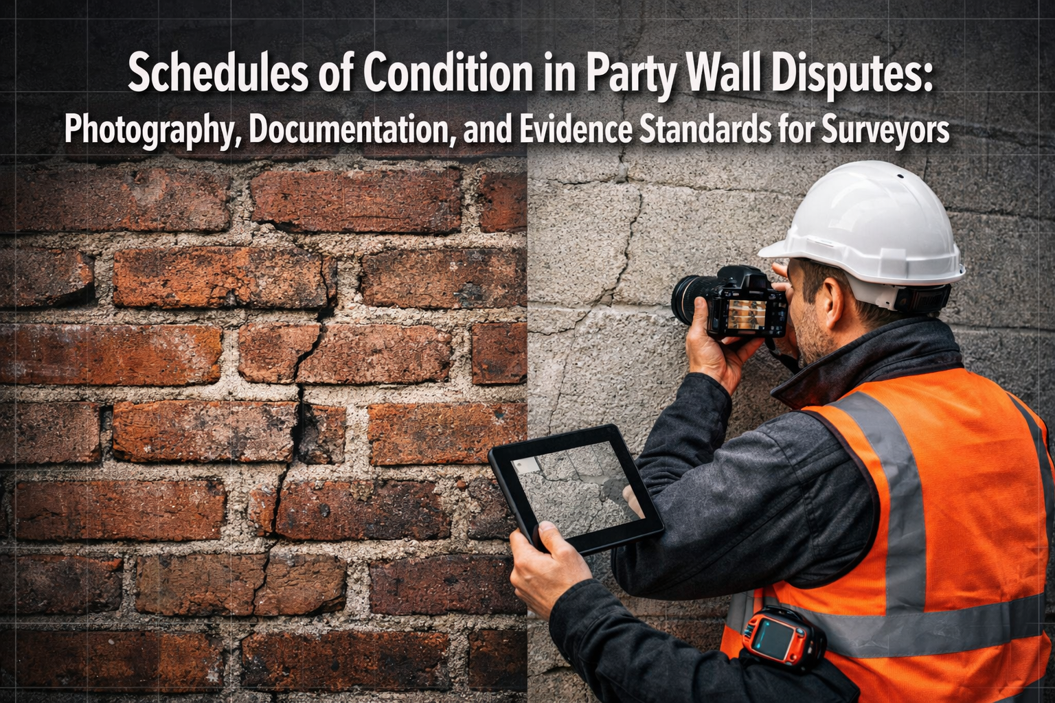 Professional () hero image with 'Schedules of Condition in Party Wall Disputes: Photography, Documentation, and Evidence