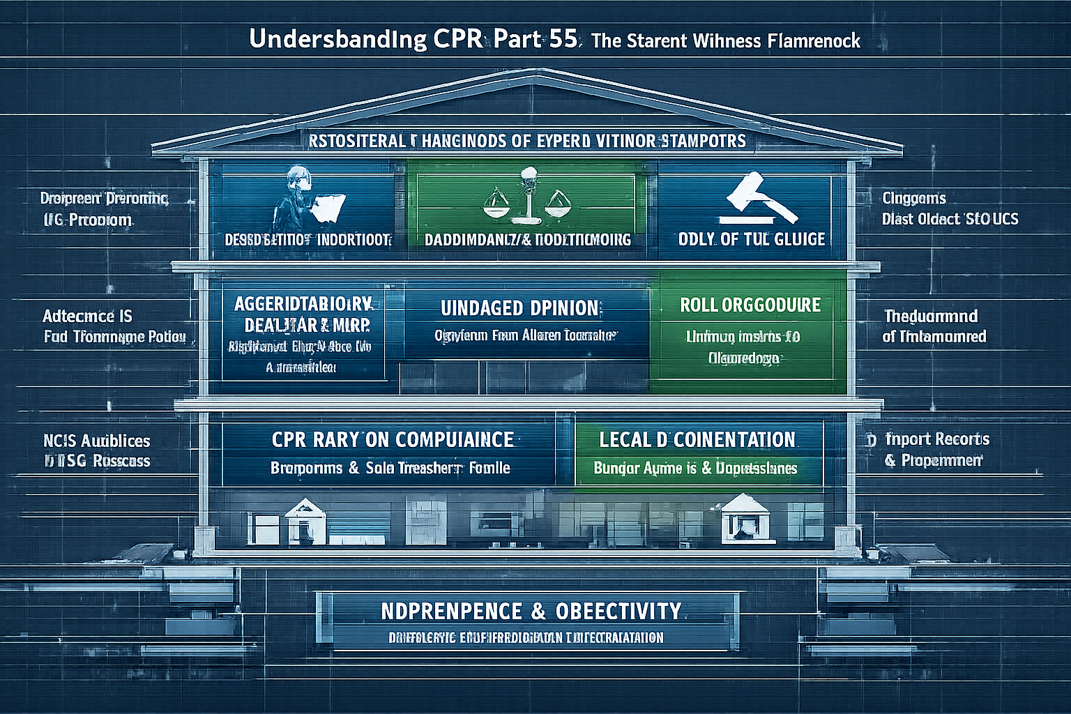Technical illustration for Understanding CPR Part 35 section depicting the structural framework of expert witness standards.