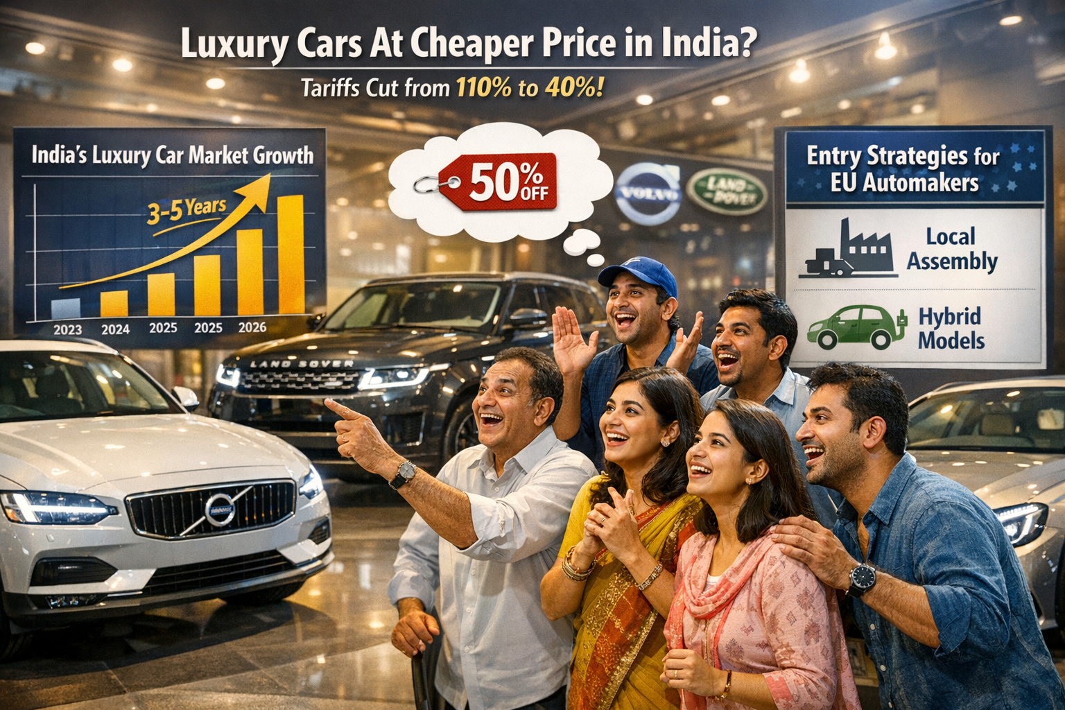 Luxury Cars At Cheaper Price in India? New Delhi Plans to Cut EU Car Tariffs from 110% to 40%