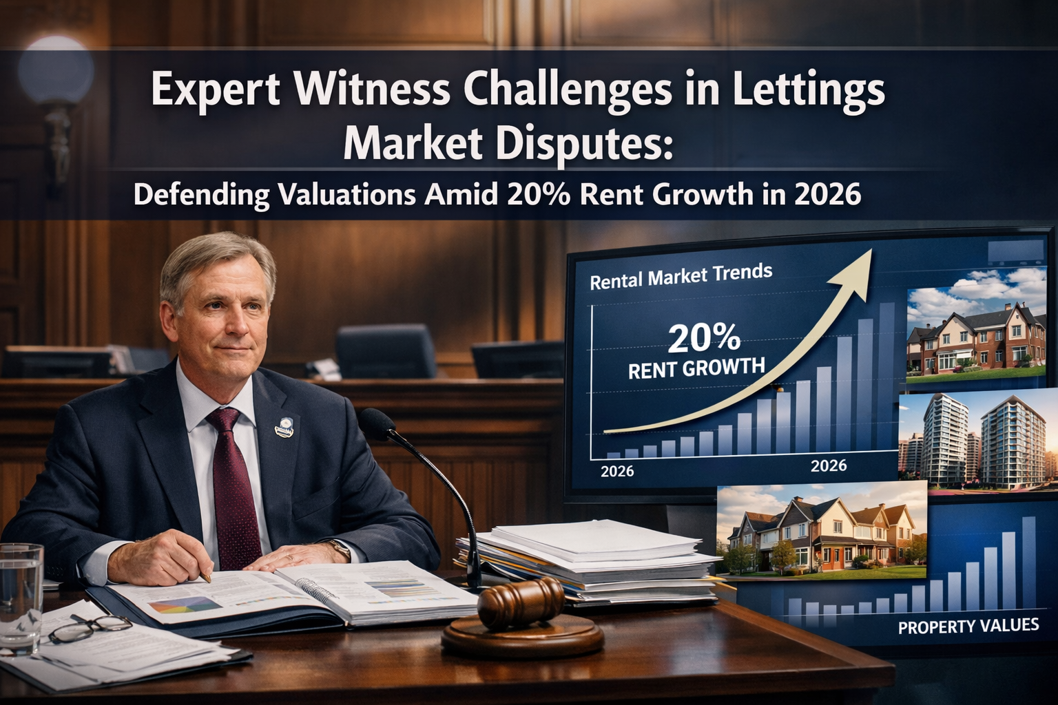 Professional () hero image with 'Expert Witness Challenges in Lettings Market Disputes: Defending Valuations Amid 20% Rent
