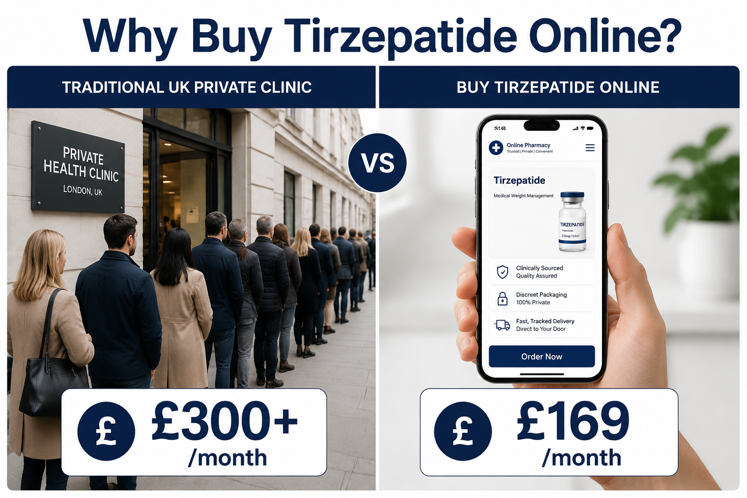 () editorial infographic-style image showing a side-by-side comparison table: left column shows a traditional UK private