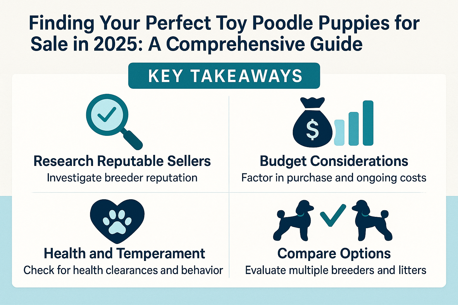 Professional landscape infographic (1536x1024) for article "Finding Your Perfect Toy Poodle Puppies for Sale in 2025: A Comprehensive Guide"