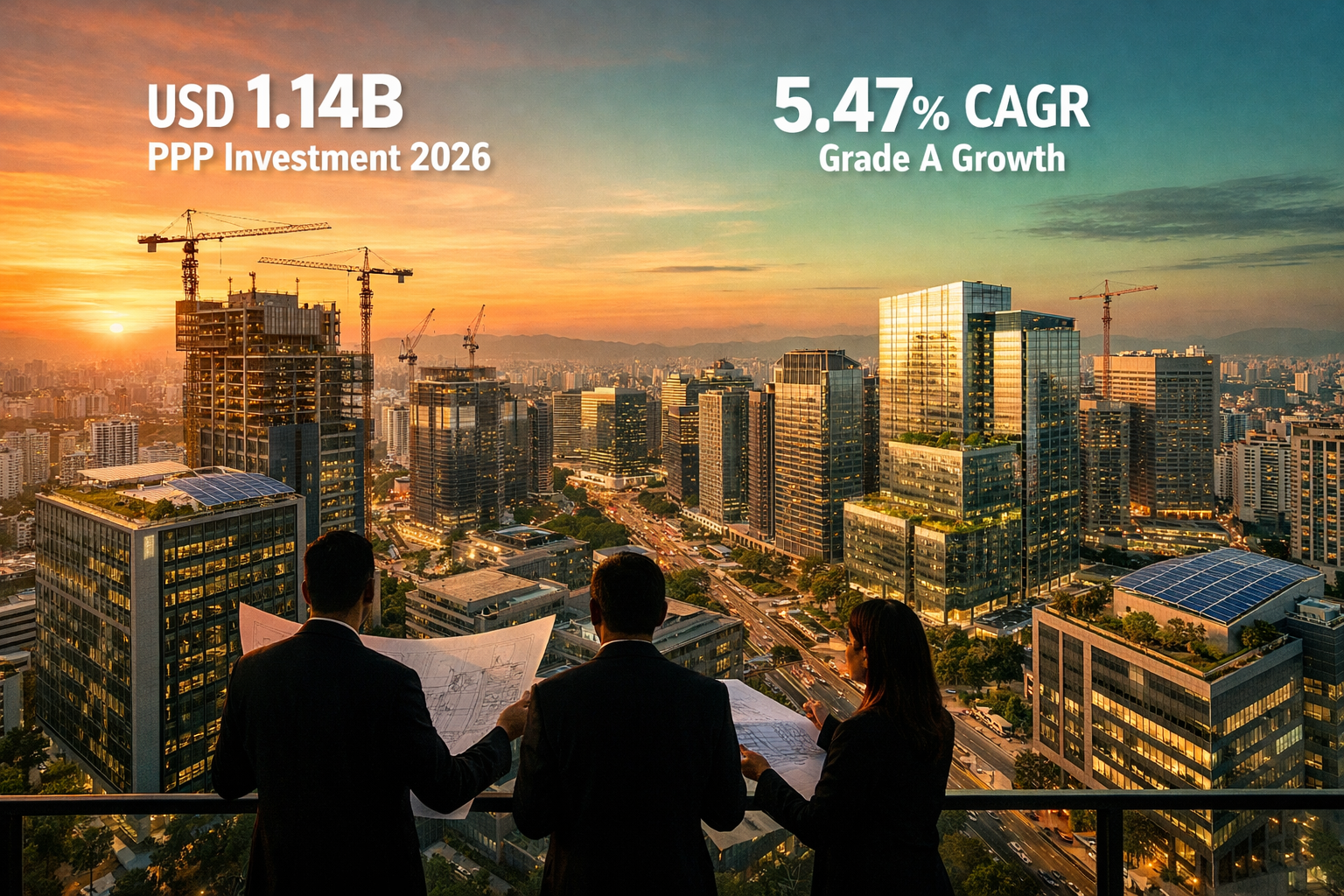 Bird's-eye drone view of São Paulo's expanding corporate real estate corridor showing multiple green-certified skyscrapers
