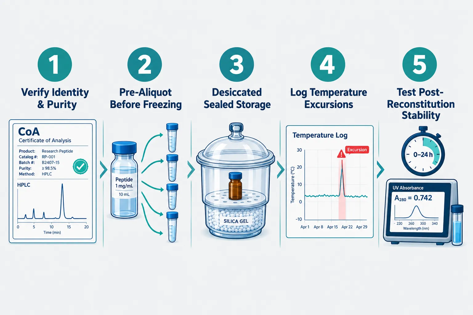 A QC Checklist for Research-Use Peptide Storage and Stability Across All Three Material Types