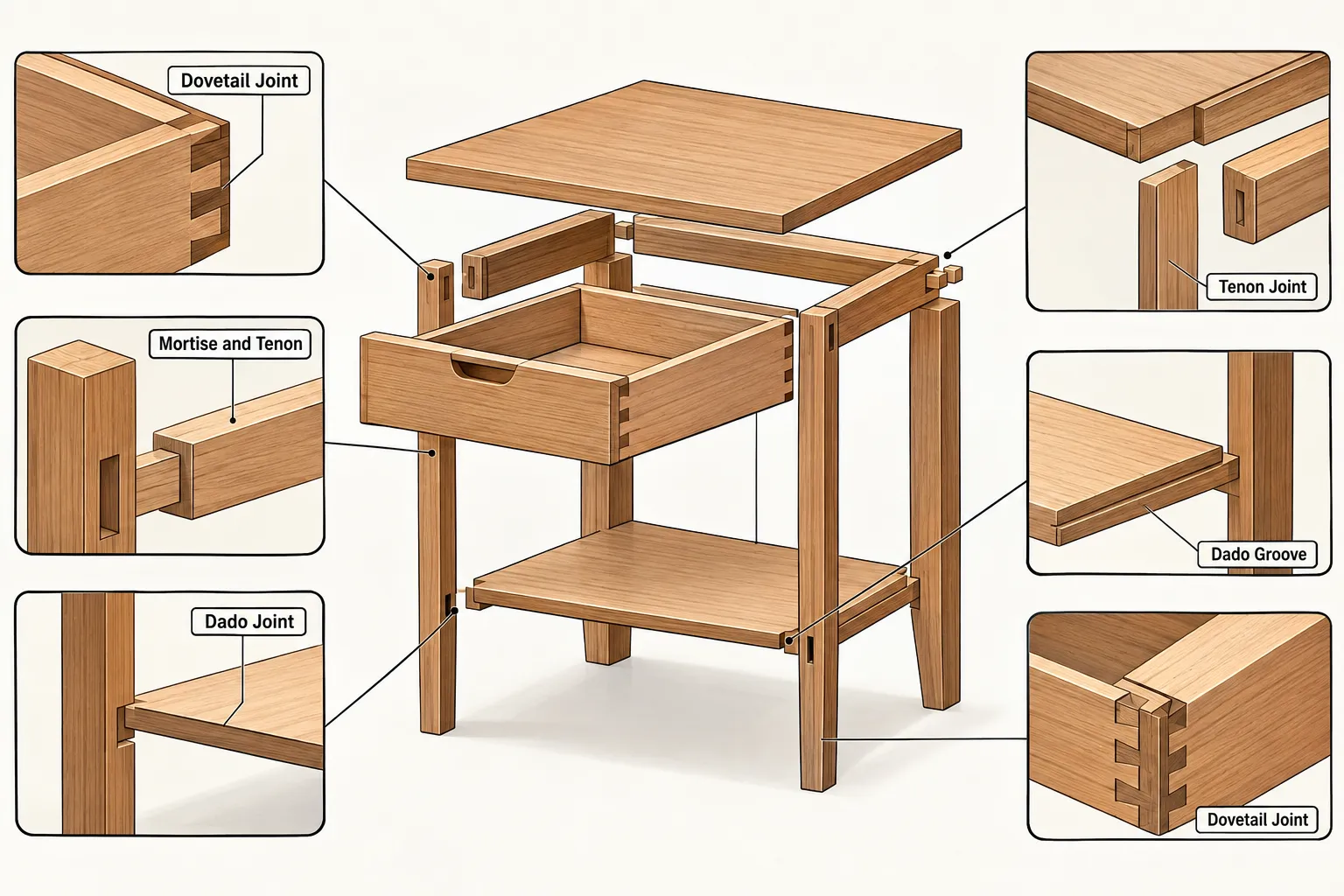 Common Joinery Types for Tables